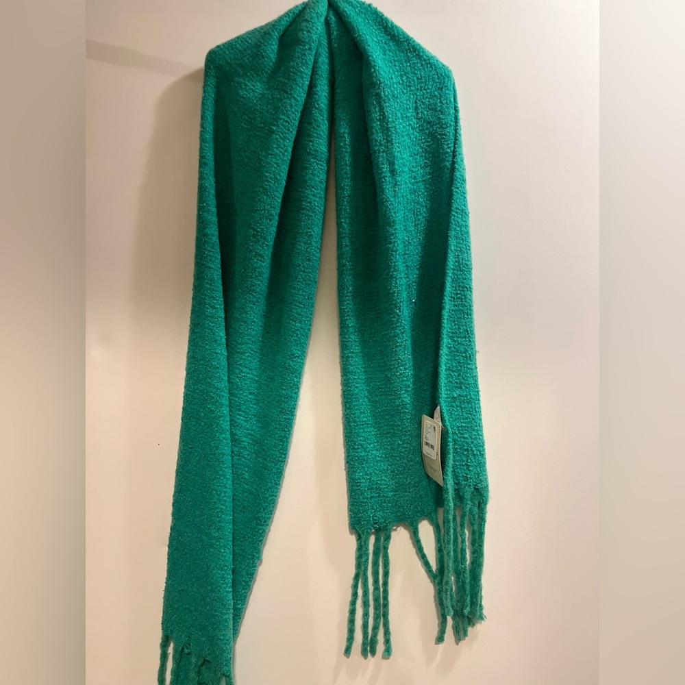 Free People Teal Green Fringe Scarf